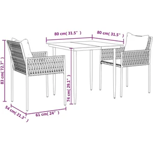 vidaXL Ensemble à manger de jardin 3 pcs coussins résine tressée acier pas cher