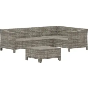 vidaXL Salon de jardin 5 pcs avec coussins Gris Résine tressée pas cher