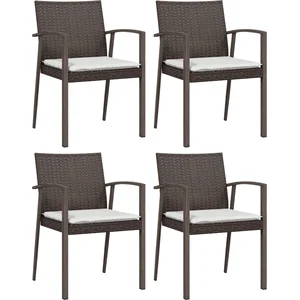 vidaXL Chaises de jardin coussins lot de 4 marron 56,5x57x83 cm rotin pas cher