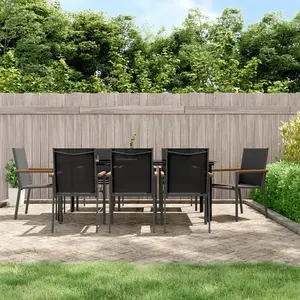 vidaXL Ensemble à manger de jardin 9 pcs noir textilène et acier pas cher