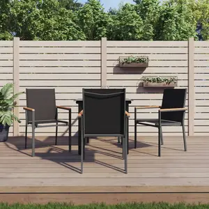 vidaXL Vidaxl Ensemble À Manger De Jardin 5 Pcs Noir Textilène Et Acier pas cher