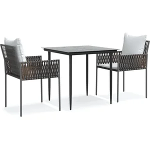 vidaXL Ensemble à manger de jardin 3 pcs coussins résine tressée acier pas cher