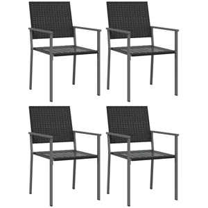 vidaXL Chaises de jardin lot de 4 noir 54x62,5x89 cm résine tressée pas cher