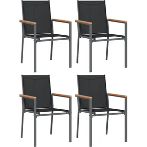 vidaXL Chaises de jardin lot de 4 noir 55x61,5x90cm textilène et acier pas cher