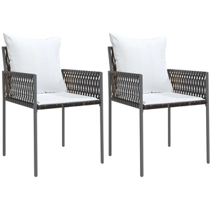 vidaXL Chaises de jardin et coussins lot de 4 marron 54x61x83 cm rotin pas cher