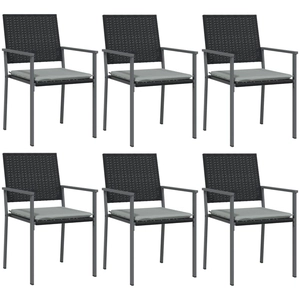 vidaXL Chaises de jardin et coussins lot de 6 noir 54x62,5x89 cm rotin pas cher