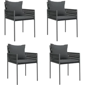 vidaXL Chaises de jardin avec coussins lot de 4 noir 54x61x83 cm rotin pas cher