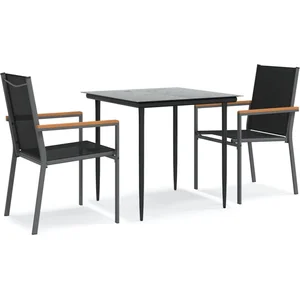 vidaXL Ensemble à manger de jardin 3 pcs noir textilène et acier pas cher