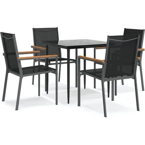 vidaXL Ensemble à manger de jardin 5 pcs noir textilène et acier pas cher