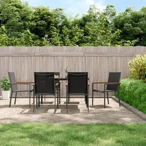 vidaXL Ensemble à manger de jardin 7 pcs noir textilène et acier pas cher