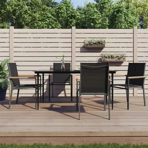 vidaXL Ensemble à manger de jardin 5 pcs noir textilène et acier pas cher
