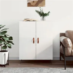 vidaXL Buffet Blanc brillant 69,5x34x90 cm Bois d'ingénierie pas cher