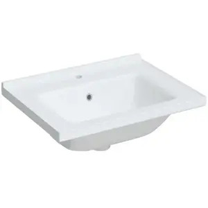 vidaXL Évier salle de bain blanc 61x48x19,5 cm rectangulaire céramique pas cher