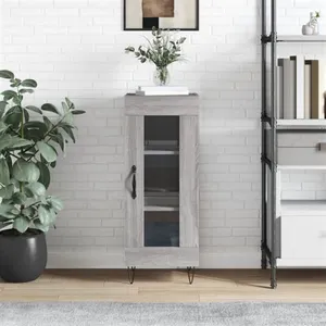 vidaXL Buffet Sonoma gris 34,5x34x90 cm Bois d'ingénierie pas cher