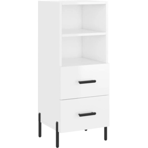 vidaXL Buffet Blanc brillant 34,5x34x90 cm Bois d'ingénierie pas cher