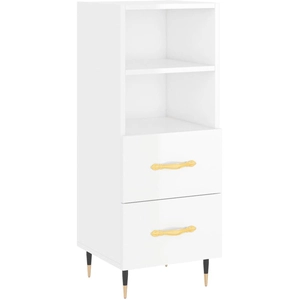 vidaXL Buffet Blanc brillant 34,5x34x90 cm Bois d'ingénierie pas cher