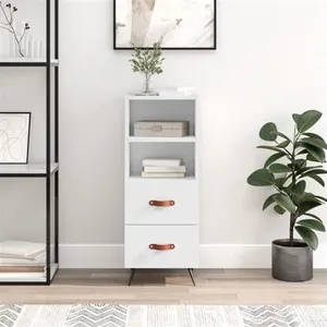 vidaXL Buffet Blanc brillant 34,5x34x90 cm Bois d'ingénierie pas cher