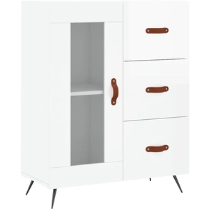 vidaXL Buffet Blanc brillant 69,5x34x90 cm Bois d'ingénierie pas cher