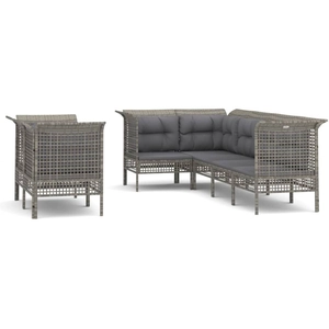 vidaXL Salon de jardin 7 pcs avec coussins Gris Résine tressée pas cher
