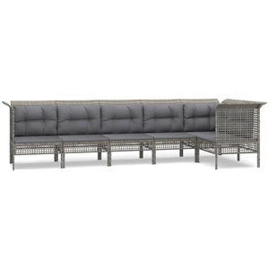 vidaXL Salon de jardin 6 pcs avec coussins Gris Résine tressée pas cher
