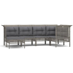 vidaXL Salon de jardin 6 pcs avec coussins Gris Résine tressée pas cher