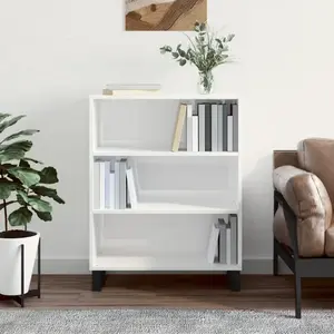 vidaXL Armoire à étagères blanc brillant 69,5x32,5x90 cm pas cher