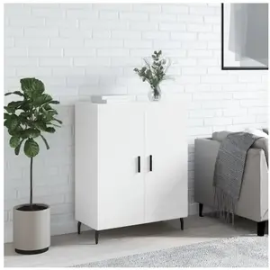 vidaXL Buffet Blanc brillant 69,5x34x90 cm Bois d'ingénierie pas cher