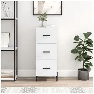 vidaXL Buffet Blanc brillant 34,5x34x90 cm Bois d'ingénierie pas cher