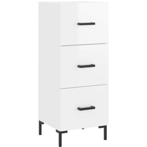 vidaXL Buffet Blanc brillant 34,5x34x90 cm Bois d'ingénierie pas cher