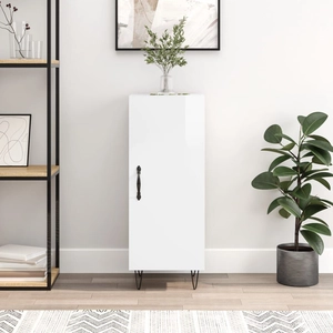 vidaXL Buffet Blanc brillant 34,5x34x90 cm Bois d'ingénierie pas cher