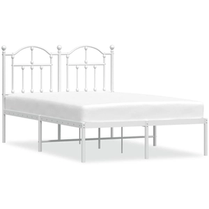 vidaXL Cadre de lit métal avec tête de lit blanc 120x190 cm pas cher
