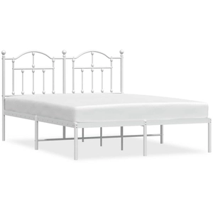 vidaXL Cadre de lit métal avec tête de lit blanc 135x190 cm pas cher