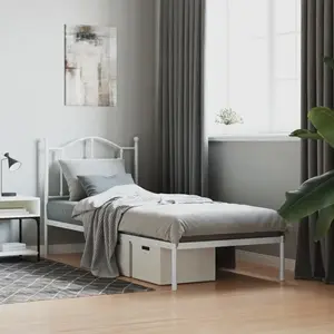 vidaXL Cadre de lit métal avec tête de lit blanc 90x200 cm pas cher