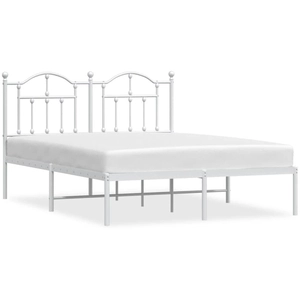 vidaXL Cadre de lit métal avec tête de lit blanc 140x190 cm pas cher