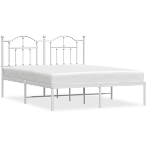 vidaXL Cadre de lit métal avec tête de lit blanc 140x200 cm pas cher