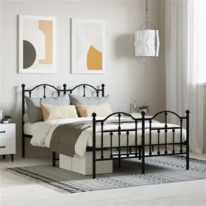 vidaXL Cadre de lit métal avec tête de lit/pied de lit noir 120x190 cm pas cher