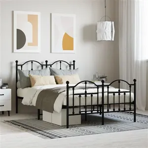 vidaXL Cadre de lit métal avec tête de lit/pied de lit noir 120x200 cm pas cher