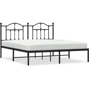 vidaXL Cadre de lit métal avec tête de lit noir 180x200 cm pas cher