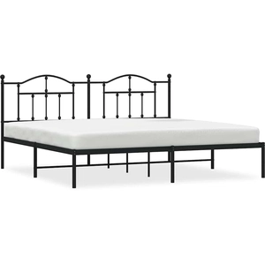 vidaXL Cadre de lit métal avec tête de lit noir 193x203 cm pas cher