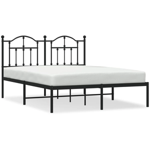 vidaXL Cadre de lit métal avec tête de lit noir 140x200 cm pas cher