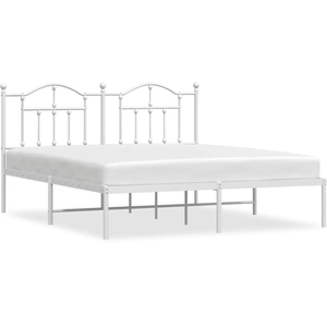 vidaXL Cadre de lit métal avec tête de lit blanc 183x213 cm pas cher