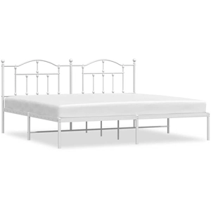 vidaXL Cadre de lit métal avec tête de lit blanc 193x203 cm pas cher