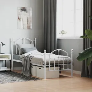 vidaXL Cadre de lit métal avec tête de lit/pied de lit blanc 75x190 cm pas cher