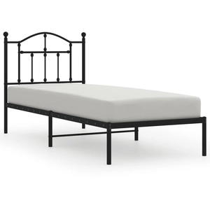 vidaXL Cadre de lit métal avec tête de lit noir 90x200 cm