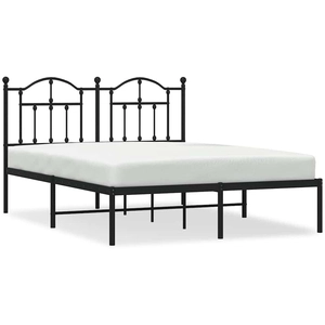 vidaXL Cadre de lit métal avec tête de lit noir 135x190 cm pas cher