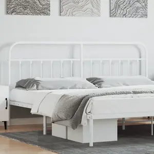 vidaXL Tête de lit métal blanc 193 cm pas cher