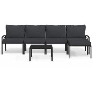vidaXL Salon de jardin 6 pcs avec coussins sable acier pas cher