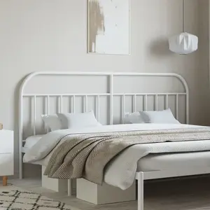 vidaXL Tête de lit métal blanc 200 cm pas cher
