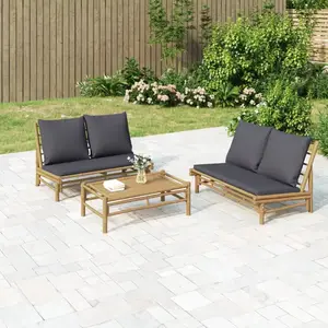 Comparateur de prix : vidaXL Salon de jardin 2 pcs avec coussins gris foncé bambou