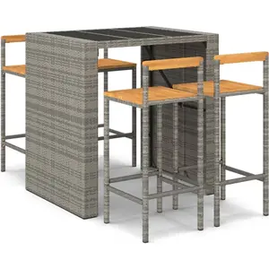 vidaXL Ensemble de bar jardin 5 pcs gris poly rotin/bois massif acacia pas cher